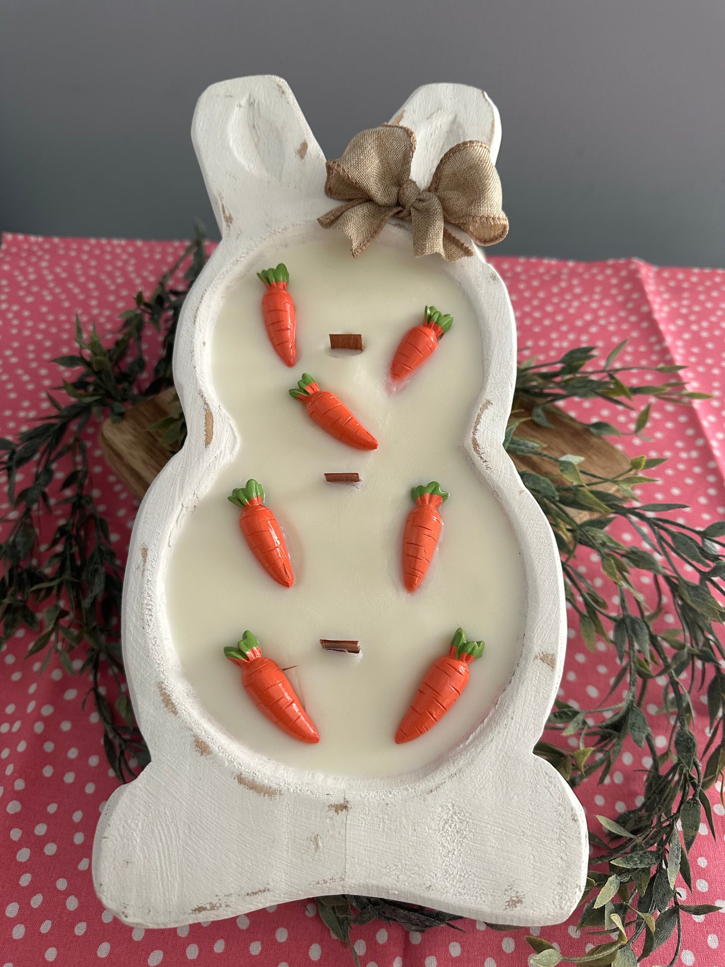 Large Bunny w/ Carrots dough bowl candle