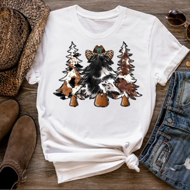 Cow Print Christmas Tree T-Shirt