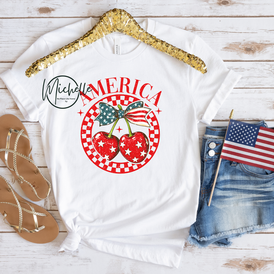 America Cherry Tee – Patriotic & Sweet!
