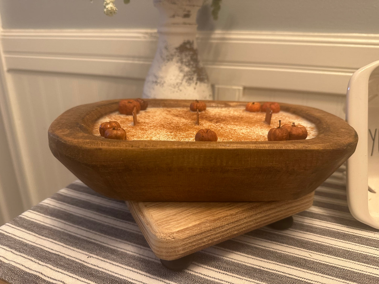 Farmhouse Fall Dough Bowl Candle – Pumpkin & Cinnamon Scented