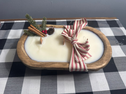 Christmas pine dough bowl candle