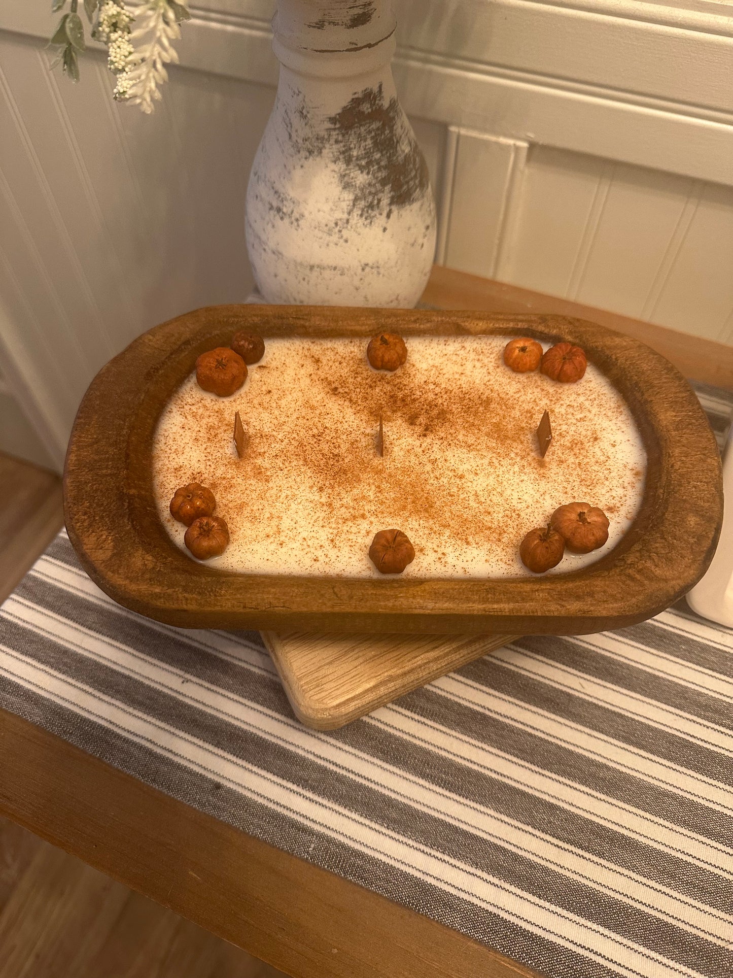 Farmhouse Fall Dough Bowl Candle – Pumpkin & Cinnamon Scented