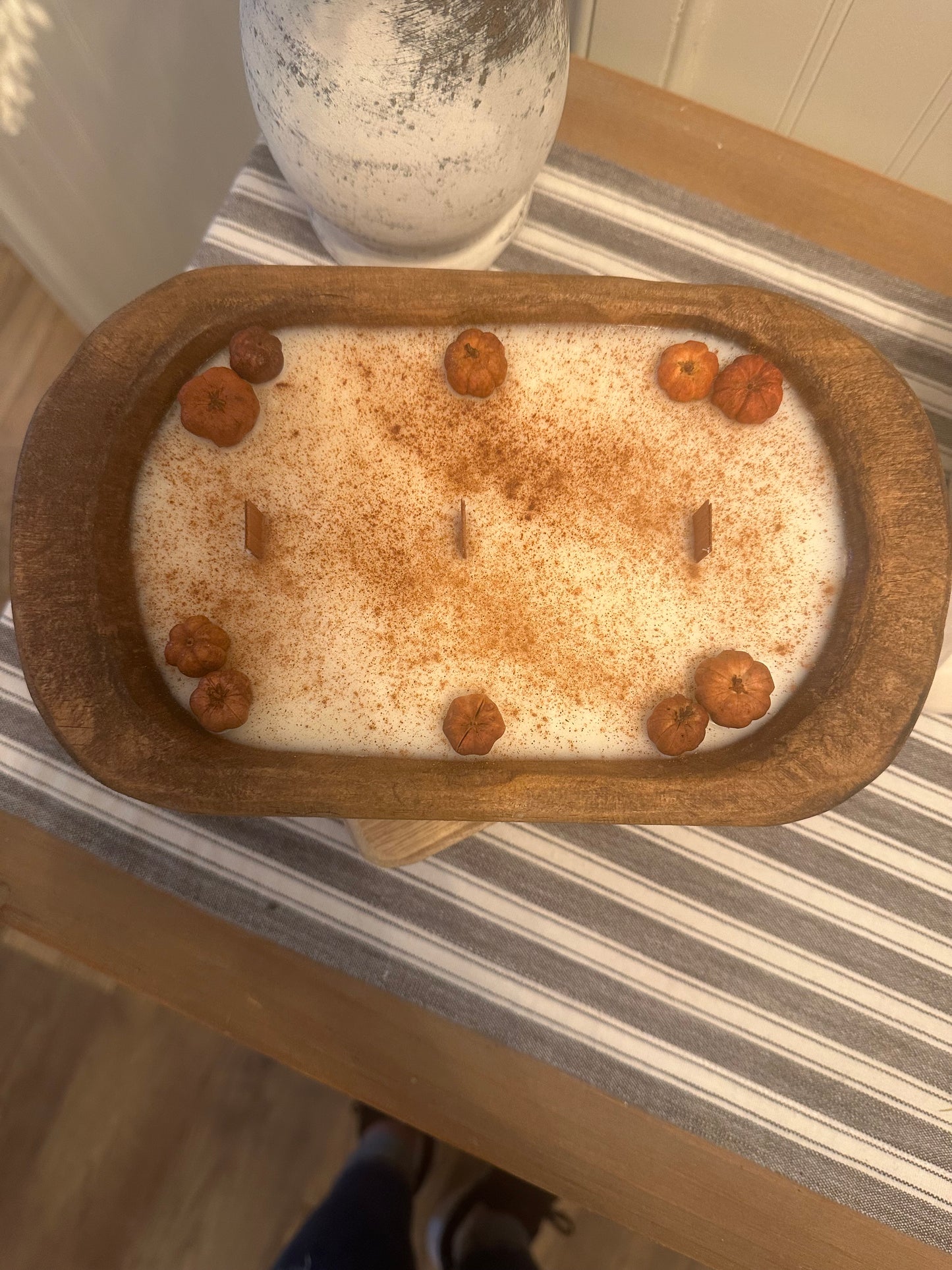 Farmhouse Fall Dough Bowl Candle – Pumpkin & Cinnamon Scented