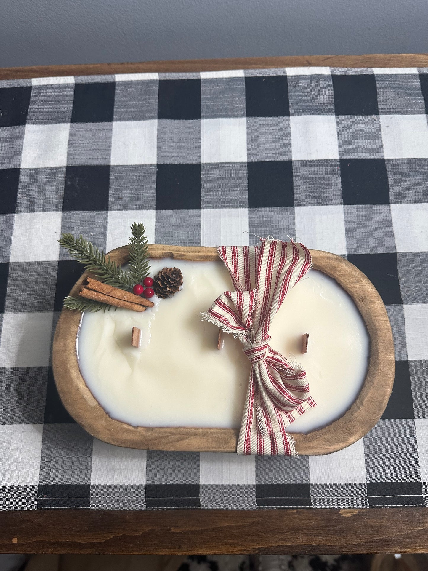 Christmas pine dough bowl candle