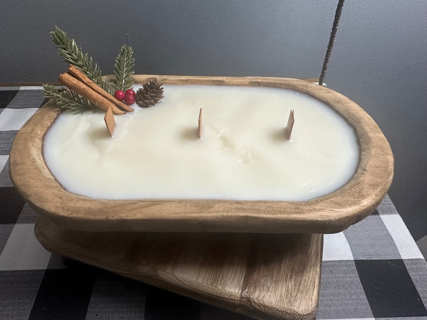 Christmas pine dough bowl candle