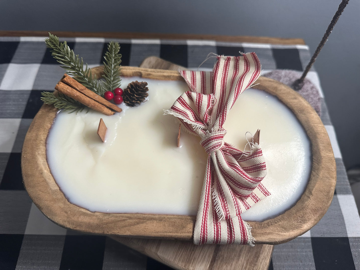 Christmas pine dough bowl candle