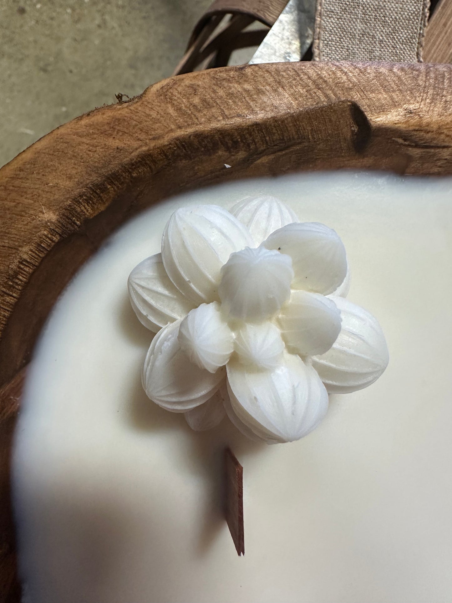 Rustic Dough Bowl Candle with Succulents & Bow