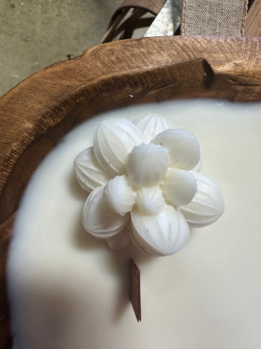 Rustic Dough Bowl Candle with Succulents & Bow