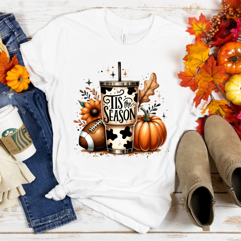 Fall Tis the Season cow cup T-shirt