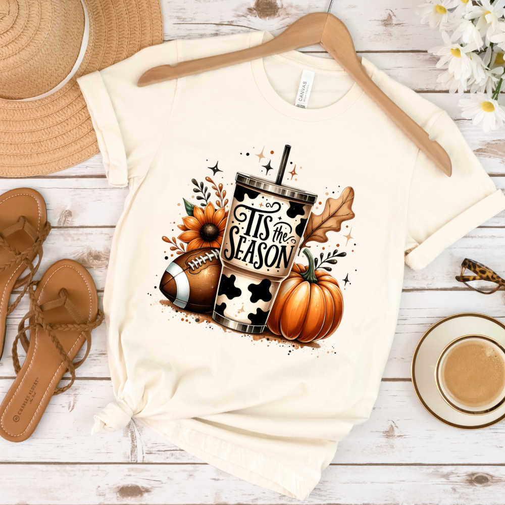 Fall Tis the Season cow cup T-shirt